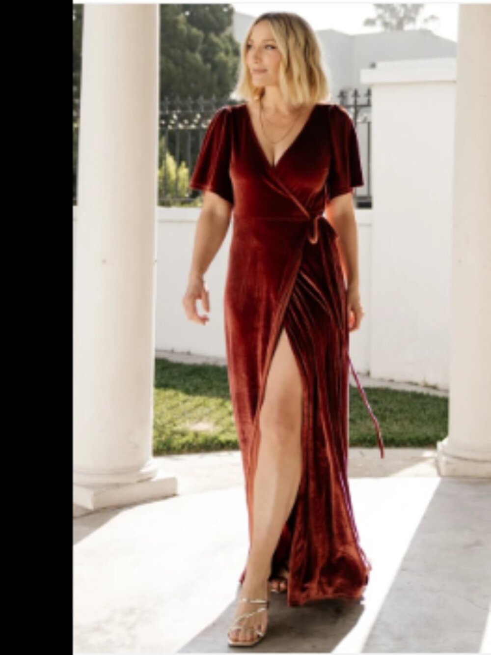 Baltic Born Meghan Velvet Wrap Maxi Dress - Terracotta